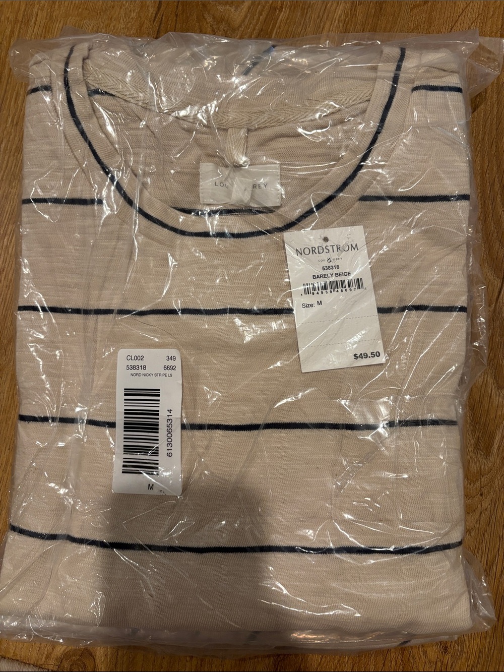 Striped Crewneck  - Beige/Black NWT size M